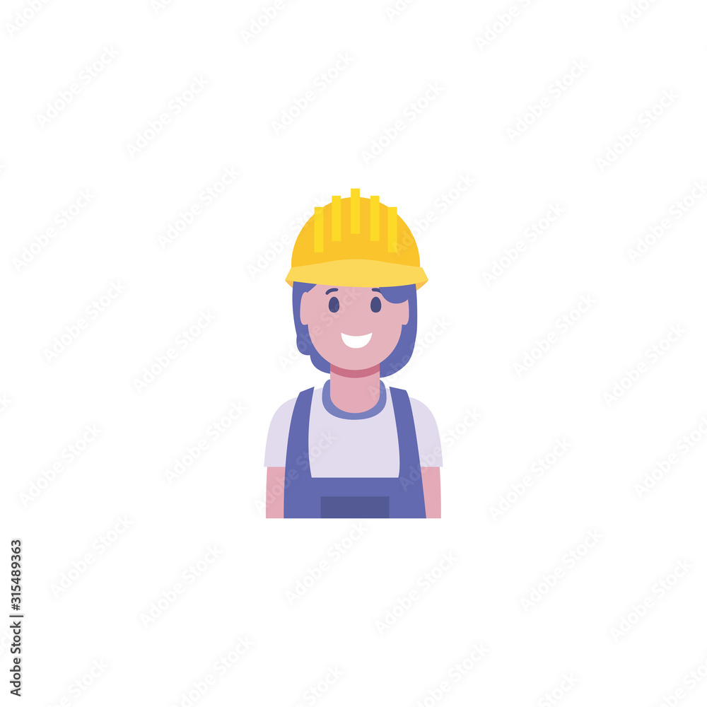 Isolated builder avatar woman with yellow helmet vector design Isolated builder avatar woman with yellow helmet vector design