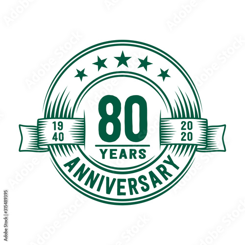 80 years logo design template. 80th anniversary vector and illustration.