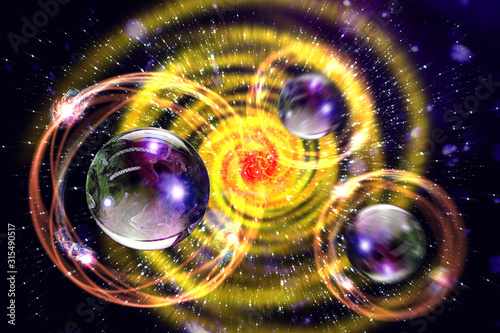 Atomic Particle 3D Illustration
