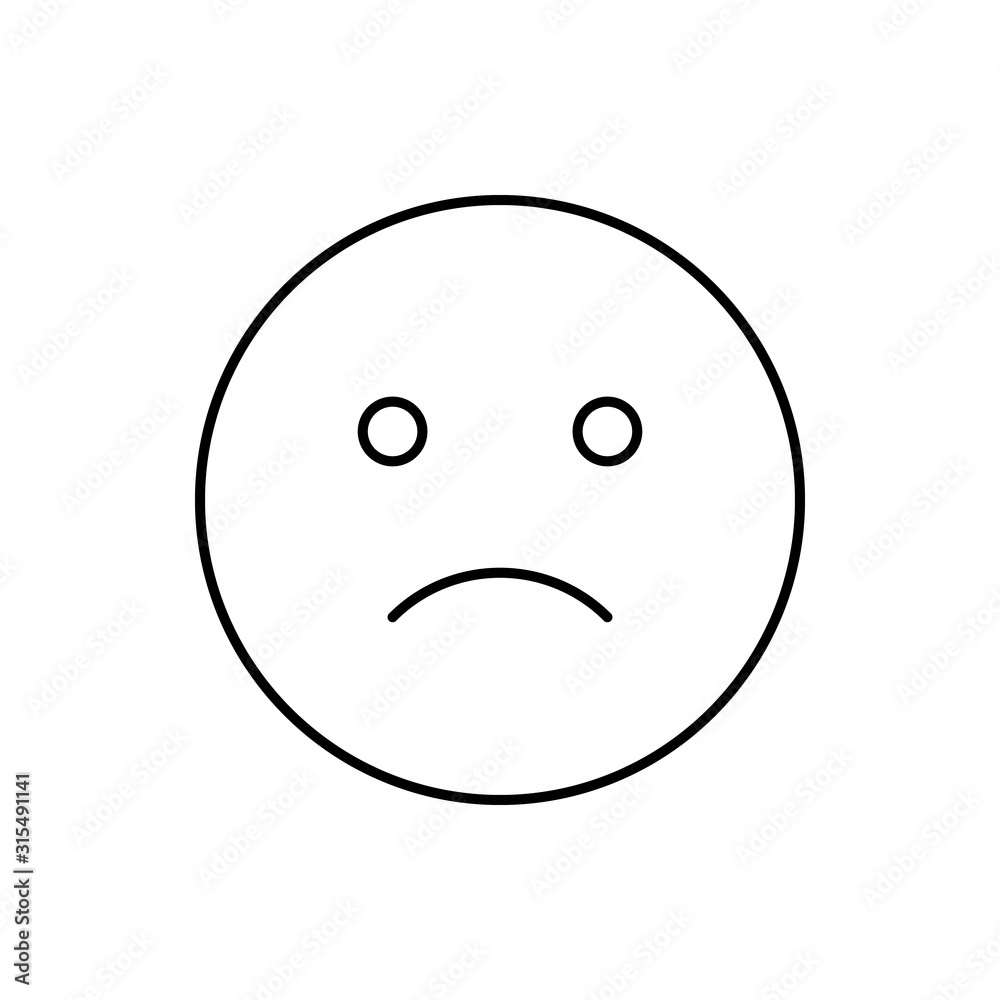 Fototapeta premium Sad, emotions icon. Simple line, outline vector expression of mood icons for ui and ux, website or mobile application
