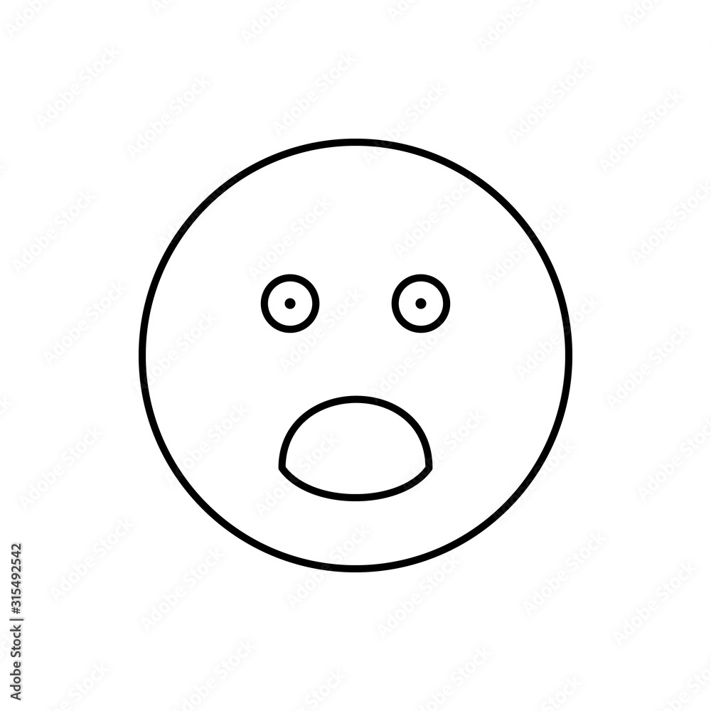 Surprised, opened mouth, emotions icon. Simple line, outline vector expression of mood icons for ui and ux, website or mobile application Surprised, opened mouth, emotions icon. Simple line, outline vector expression of mood icons for ui and ux, website or mobile application