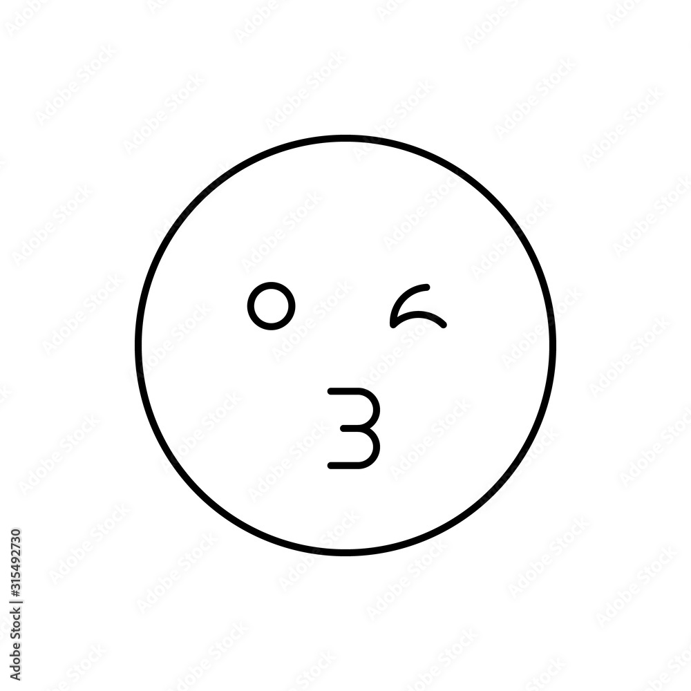 Blow kiss, emotions icon. Simple line, outline vector expression of mood icons for ui and ux, website or mobile application Blow kiss, emotions icon. Simple line, outline vector expression of mood icons for ui and ux, website or mobile application