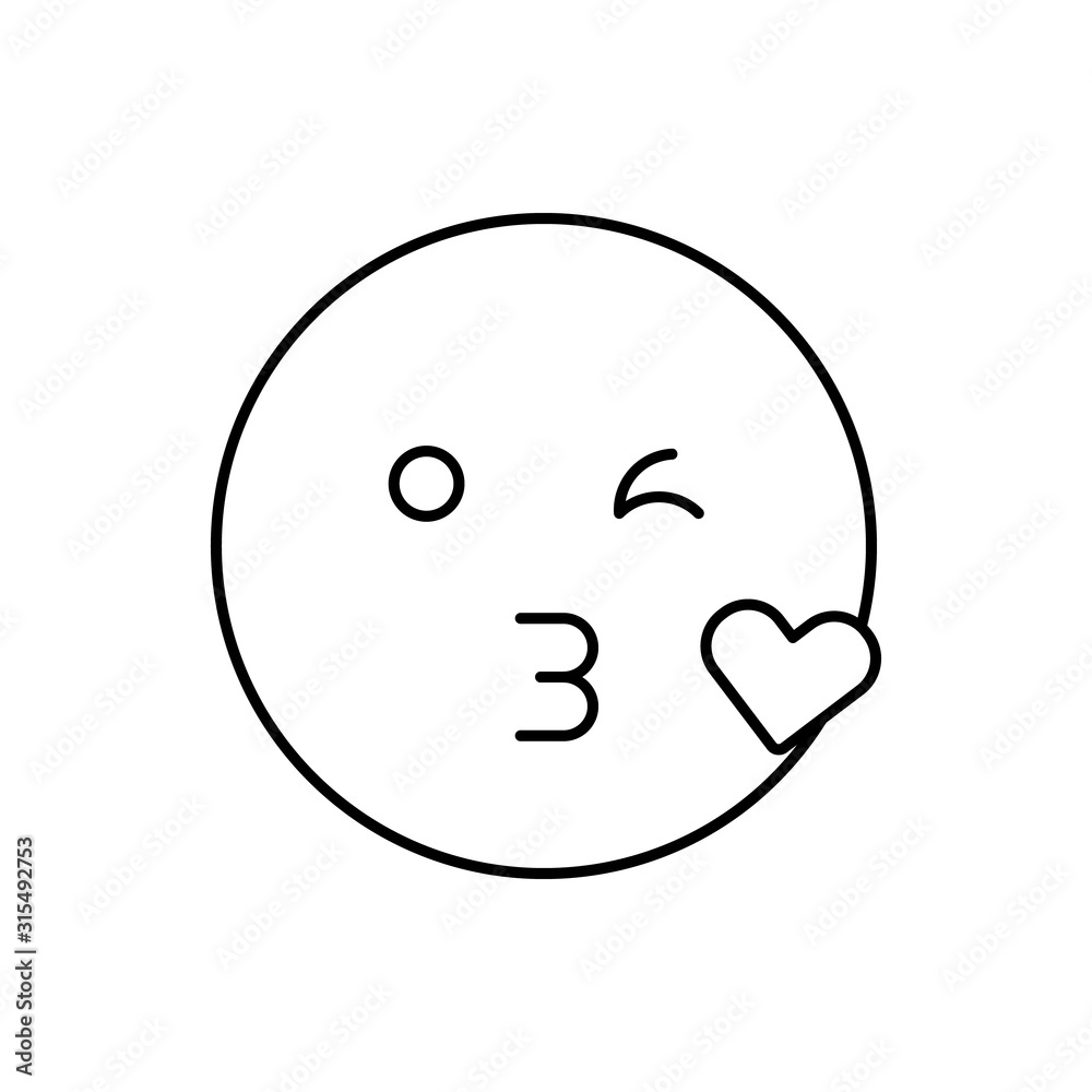 Blow kiss, emotions icon. Simple line, outline vector expression of mood icons for ui and ux, website or mobile application