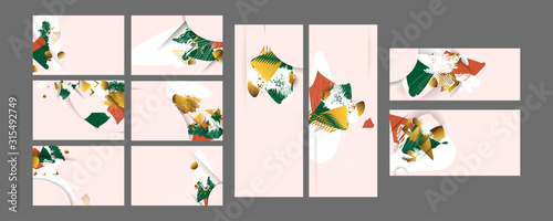 Future geometric template bright colorful set graphic design covers trendy background