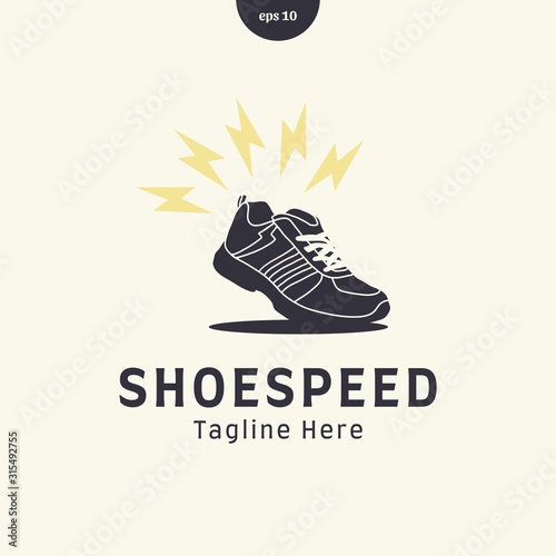 Shoes and lightning vintage retro logo design