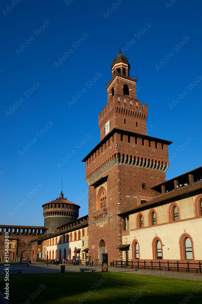 Naklejka premium The Filarete Tower of the Sforza Castle, Milan, Italy