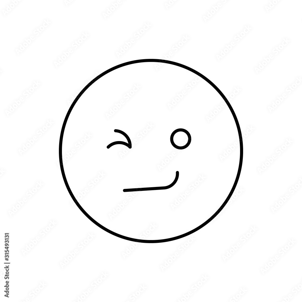 Winking face, emotions icon. Simple line, outline vector expression of mood icons for ui and ux, website or mobile application Winking face, emotions icon. Simple line, outline vector expression of mood icons for ui and ux, website or mobile application