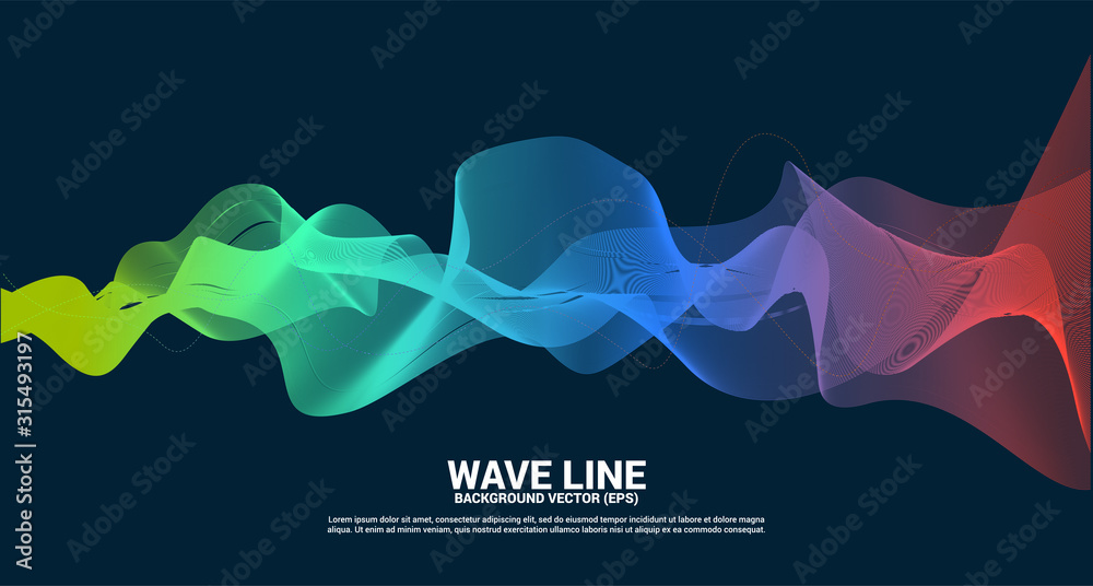green orange Sound wave line curve on dark background. Element for theme technology futuristic vector green orange Sound wave line curve on dark background. Element for theme technology futuristic vector