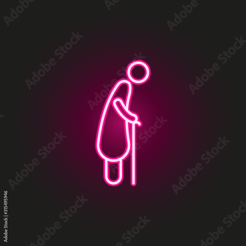 Geriatrics neon style icon. Simple thin line, outline vector of medical icons for ui and ux, website or mobile application