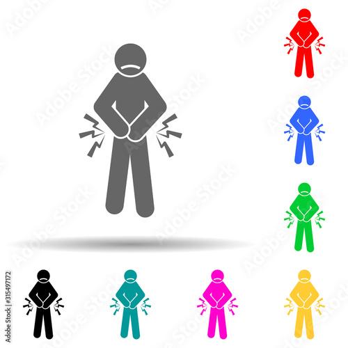 Prostatitis, pain multi color style icon. Simple glyph, flat vector of pain people icons for ui and ux, website or mobile application