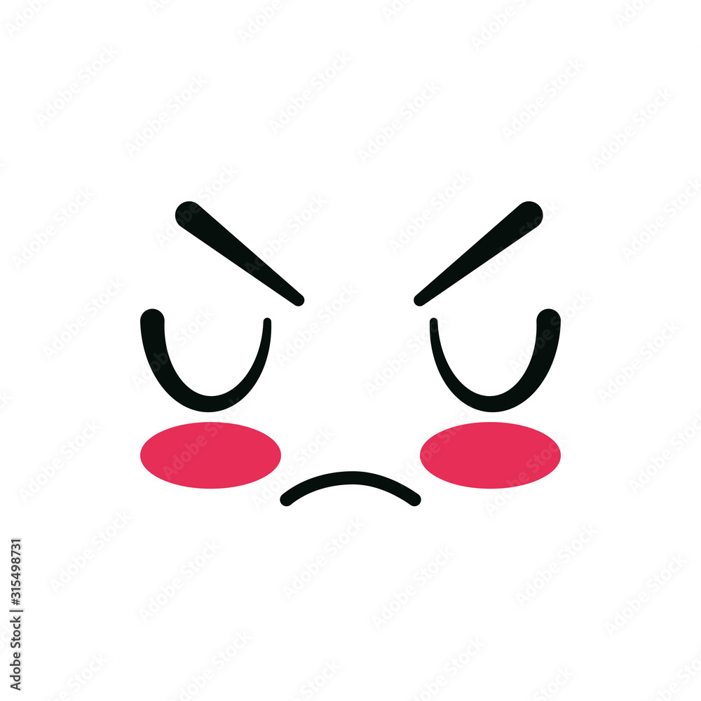 Isolated Kawaii Scared Face Cartoon Vector Design Stock Vector -  Illustration of cute, facial: 169338464