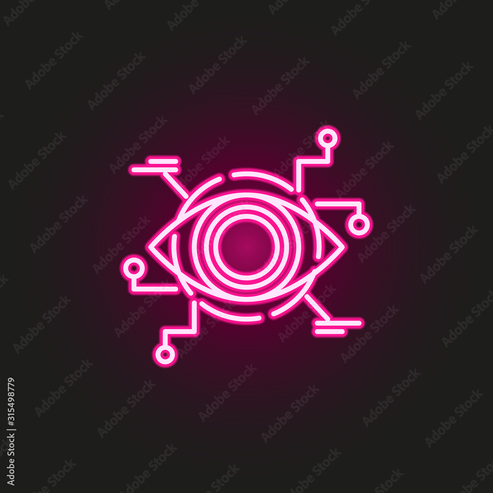 Fototapeta premium Bot cyborg robot view neon style icon. Simple thin line, outline vector of robo icons for ui and ux, website or mobile application