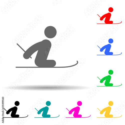 Disabled sport cross country skiing sign multi color style icon. Simple glyph, flat vector of sport competition icons for ui and ux, website or mobile application