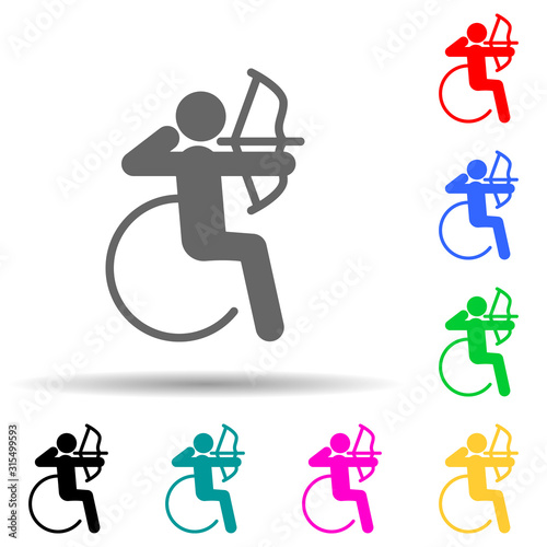Disabled sport archery sign multi color style icon. Simple glyph, flat vector of sport competition icons for ui and ux, website or mobile application