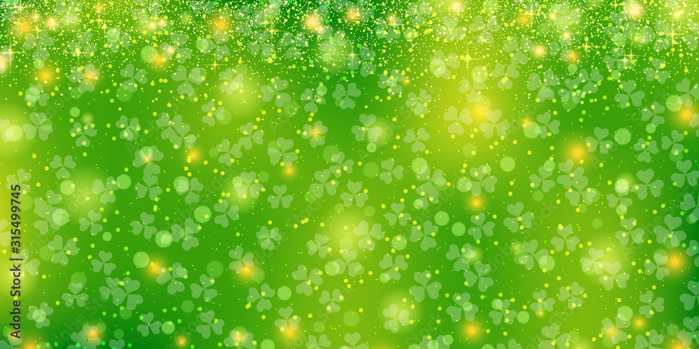 Obraz premium St.Patrick's Day green vector background with clover leaves
