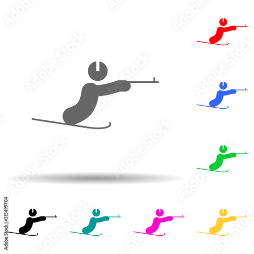 Disabled sport biathlon sign multi color style icon. Simple glyph, flat vector of sport competition icons for ui and ux, website or mobile application