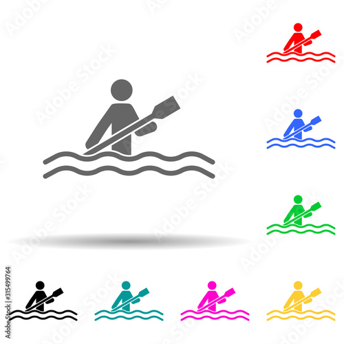 Disabled sport canoe sign multi color style icon. Simple glyph, flat vector of sport competition icons for ui and ux, website or mobile application