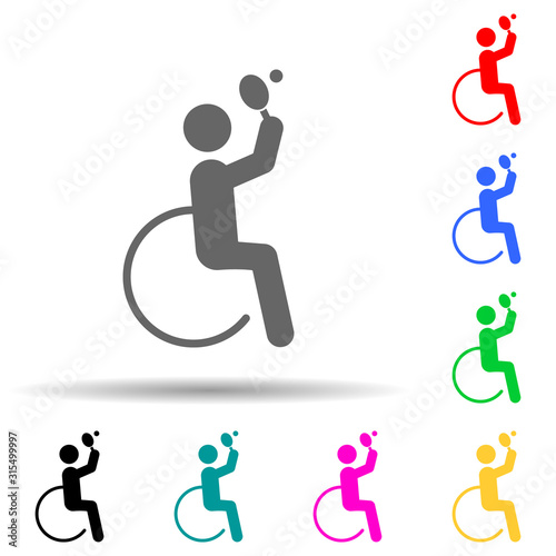 Disabled sport table tennis sign multi color style icon. Simple glyph, flat vector of sport competition icons for ui and ux, website or mobile application