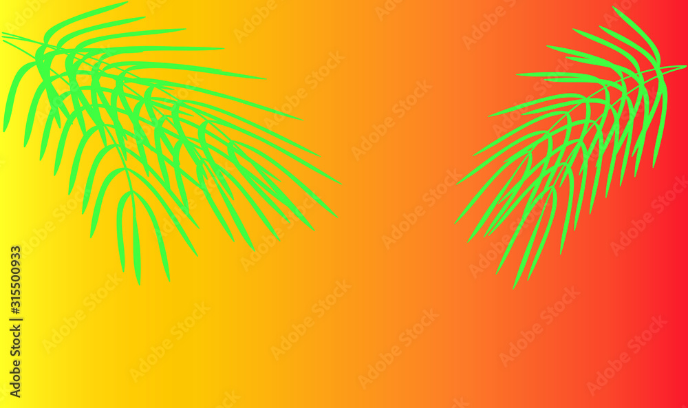 Summer sale Palm branches on a yellow orange background Fashionable print for banner, purchase, invitation Summer sale Palm branches on a yellow orange background Fashionable print for banner, purchase, invitation