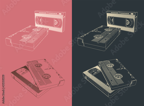 Retro VHS video cassettes