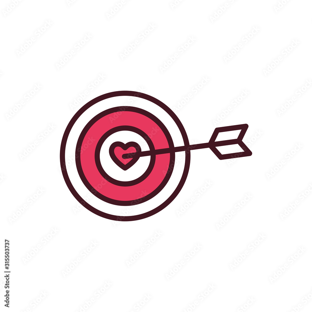 Isolated heart arrow and target vector design