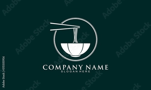 Bowl of noodle simple illustration vector logo