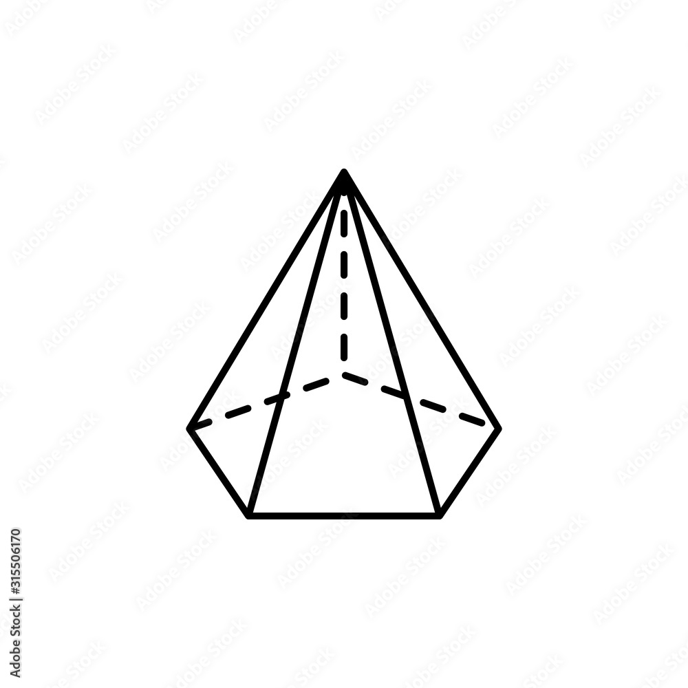 Geometric shapes, pentagonal pyramid icon. Simple line, outline vector 3d figures icons for ui and ux, website or mobile application