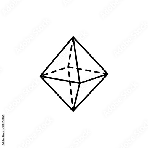 Geometric shapes, octahedron icon. Simple line, outline vector 3d figures icons for ui and ux, website or mobile application