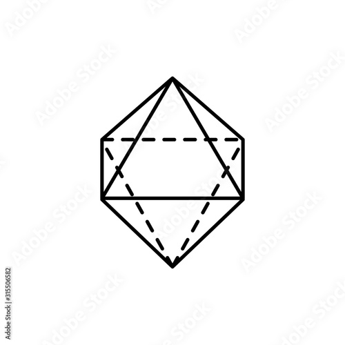 Geometric shapes, octahedron icon. Simple line, outline vector 3d figures icons for ui and ux, website or mobile application