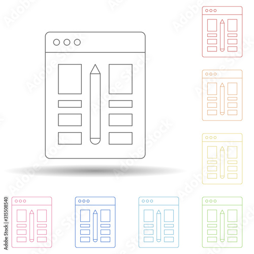Paint tools in pc in multi color style icon. Simple thin line, outline vector of programming icons for ui and ux, website or mobile application