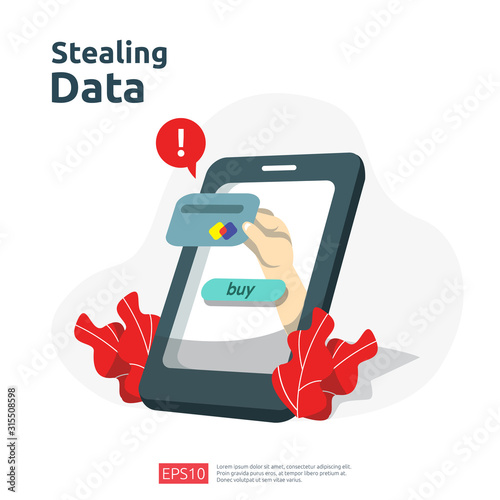 password phishing attack. stealing personal data. internet security concept for web landing page, banner, presentation, social, and print media template. Vector illustration