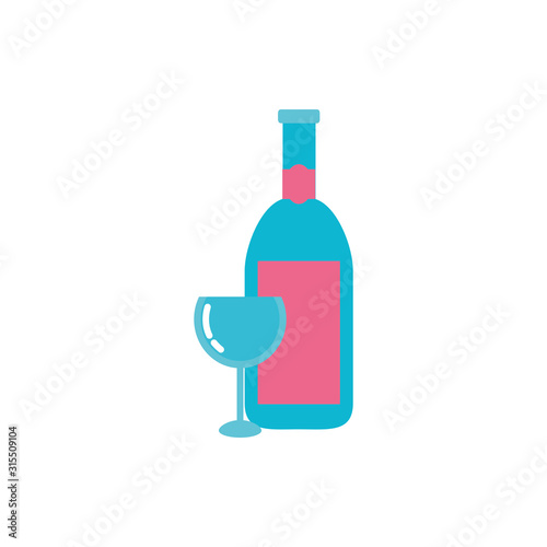 Isolated wine bottle and cup vector design