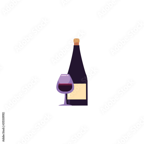 Isolated wine bottle and cup vector design