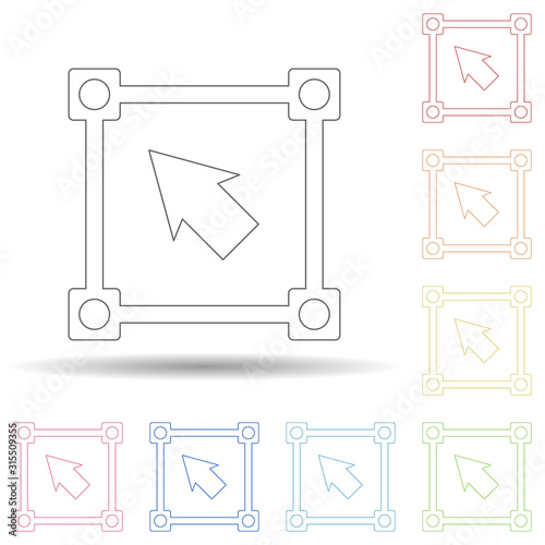 Definition of drawing angles in multi color style icon. Simple thin line, outline vector of programming icons for ui and ux, website or mobile application