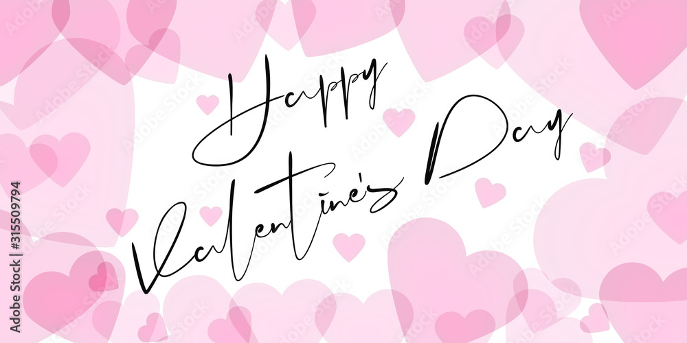 Happy Valentine's Day black text on a white background. Isolated. Design elements for prints, web pages, invitation, gift and greetings card, banners and templates