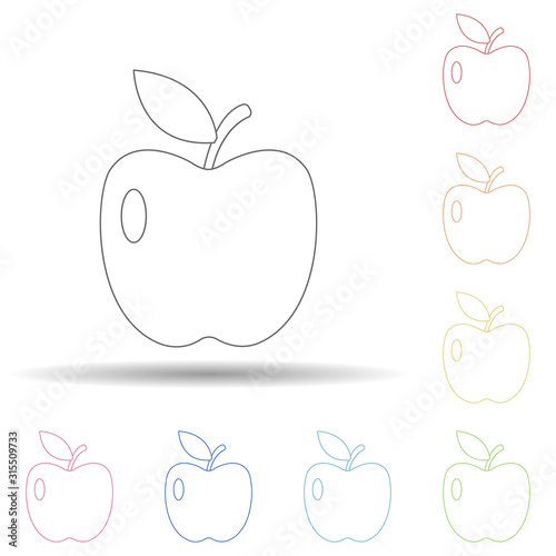 Apple in multi color style icon. Simple thin line  outline vector of resturant icons for ui and ux  website or mobile application