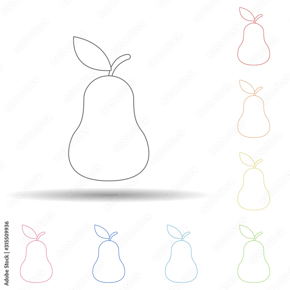 Pear in multi color style icon. Simple thin line, outline vector of resturant icons for ui and ux, website or mobile application Pear in multi color style icon. Simple thin line, outline vector of resturant icons for ui and ux, website or mobile application