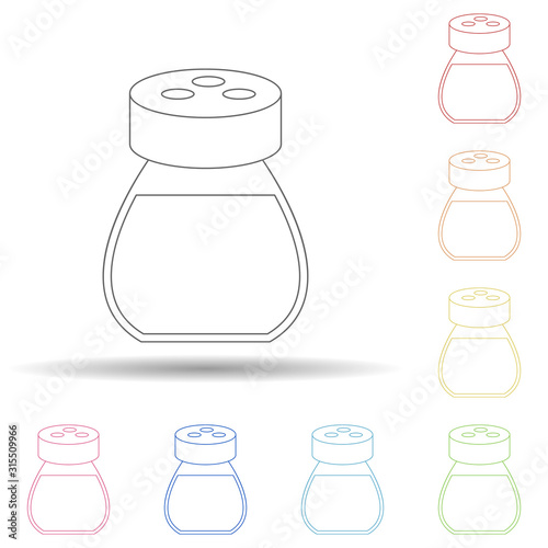 Salt shaker in multi color style icon. Simple thin line, outline vector of resturant icons for ui and ux, website or mobile application