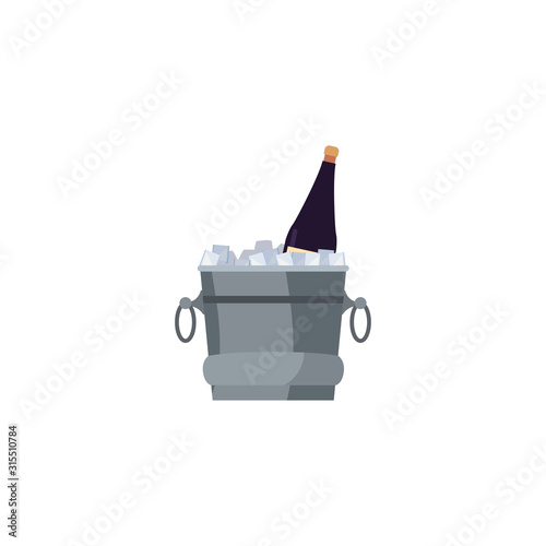 Isolated wine bottle inside ice bucket vector design