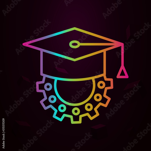 Graduation cap gear nolan style icon. Simple thin line, outline vector of school icons for ui and ux, website or mobile application