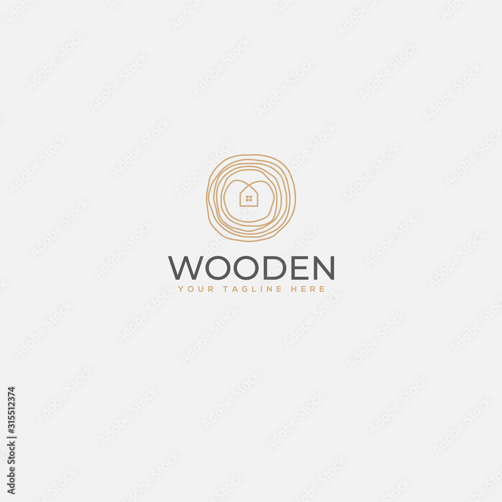 Fototapeta minimalist wooden home logo, home and wood logo