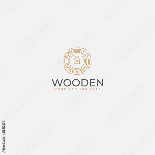 minimalist wooden home logo, home and wood logo