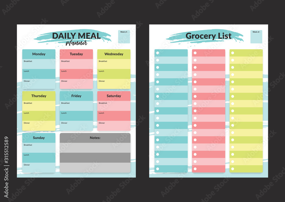 Menu Planner with Shopping List, Printable Grocery List Printable Shopping List Weekly Meal Planner Grocery List Printable