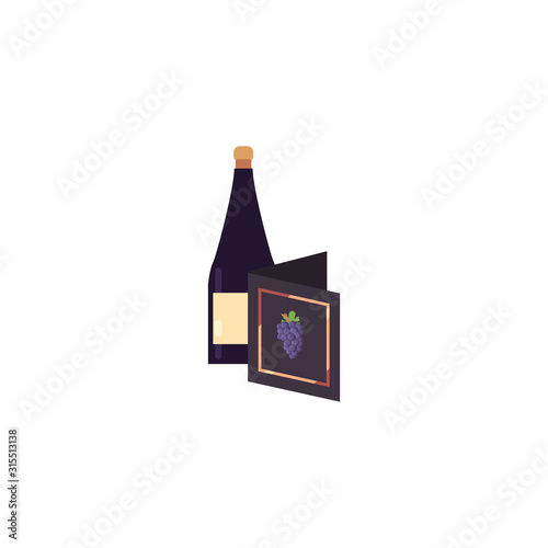 Isolated wine bottle and menu vector design