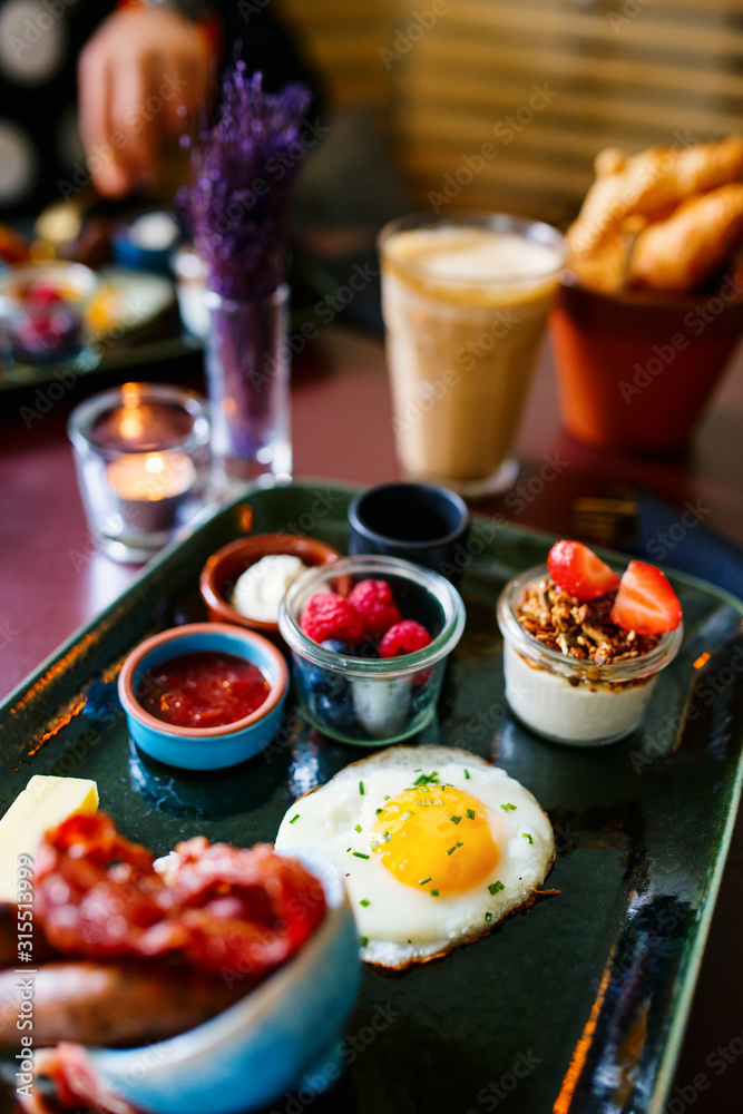 Breakfast with fried eggs