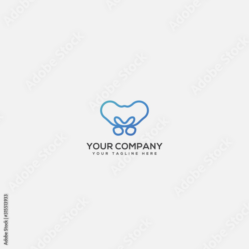 pelvic healthy logo, heart pelvic logo, simple pelvic logo