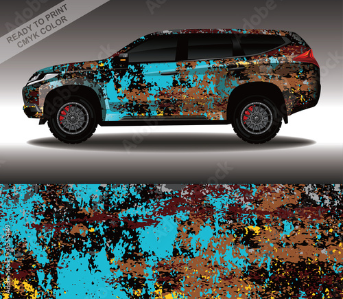 Car wrap decal design vector, custom livery race rally car vehicle sticker and tinting.