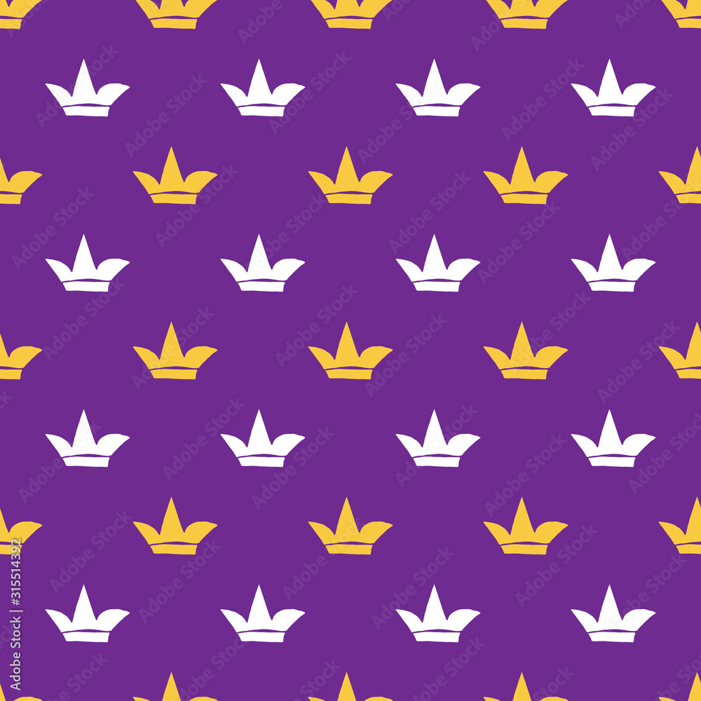 Crown Seamless Pattern, hand drawn royal doodles background, Vector Illustration Crown Seamless Pattern, hand drawn royal doodles background, Vector Illustration