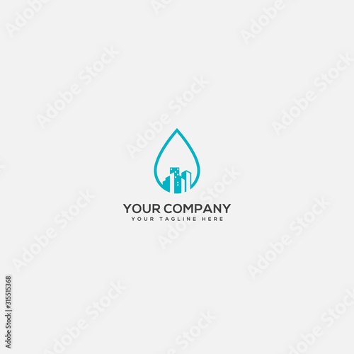 real estate, water and home logo, apartment and water logo