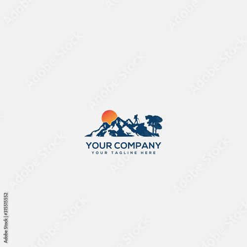 panorama, camping logo, hiking and mountain logo, outdoors logo